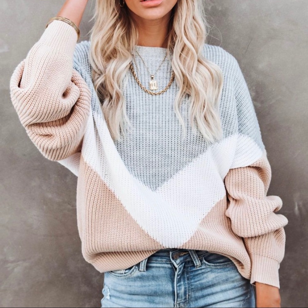 VICI Neutral Chevron Sweater